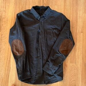 J. Crew leather elbowed button down long sleeve shirt.